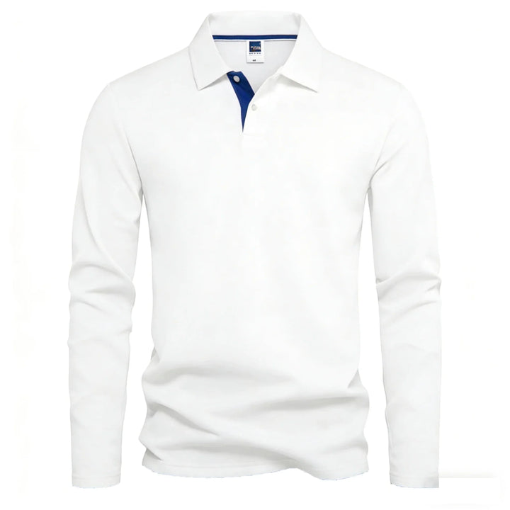 Polo à manches longues pour hommes avec patte de boutonnage et détails contrastés | Aveloire Paris