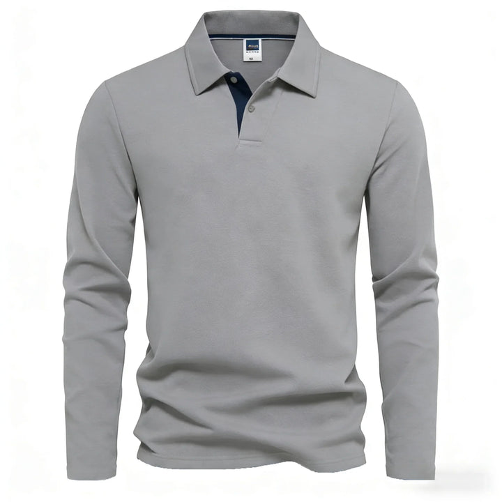 Polo à manches longues pour hommes avec patte de boutonnage et détails contrastés | Aveloire Paris