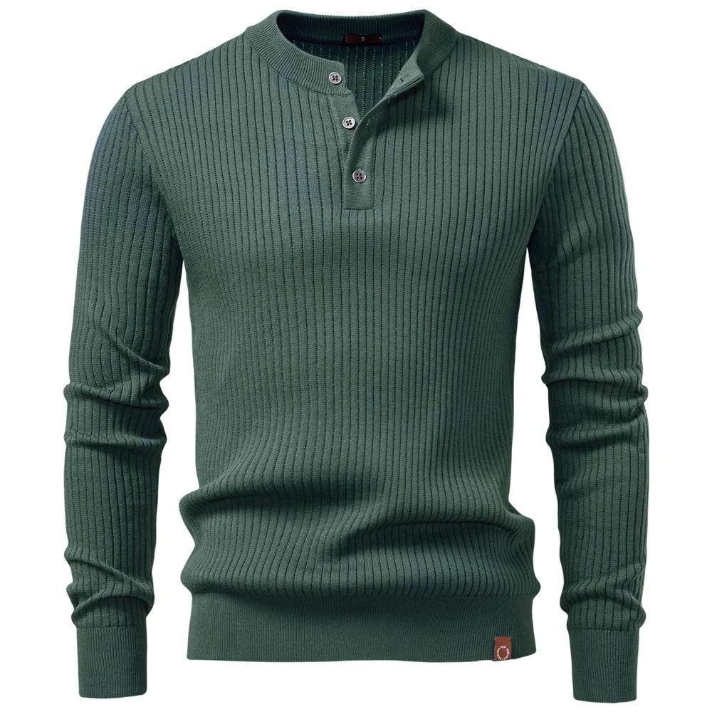 Pull en maille côtelée pour hommes avec boutons et manches longues | Aveloire Paris