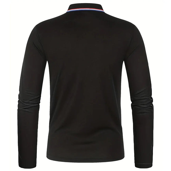 Polo à manches longues pour hommes avec patte de boutonnage et col contrasté | Aveloire Paris