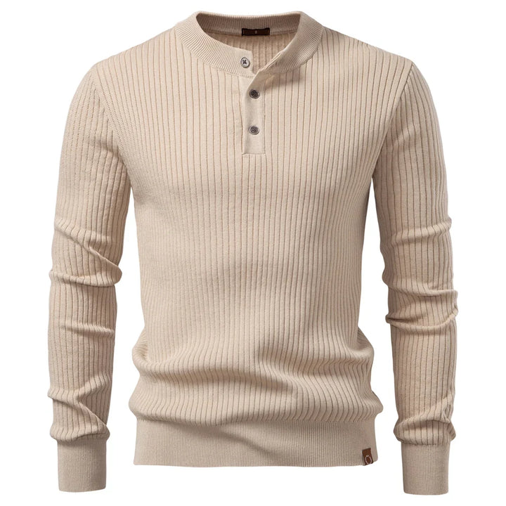 Pull en maille côtelée pour hommes avec boutons et manches longues | Aveloire Paris