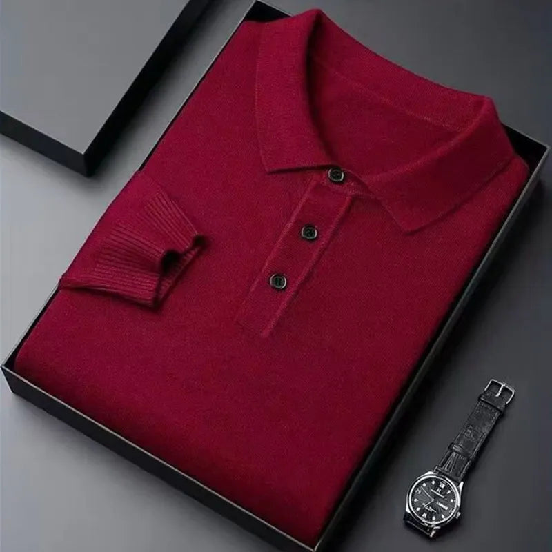 Pull en tricot pour hommes avec col polo et patte de boutonnage | Aveloire Paris
