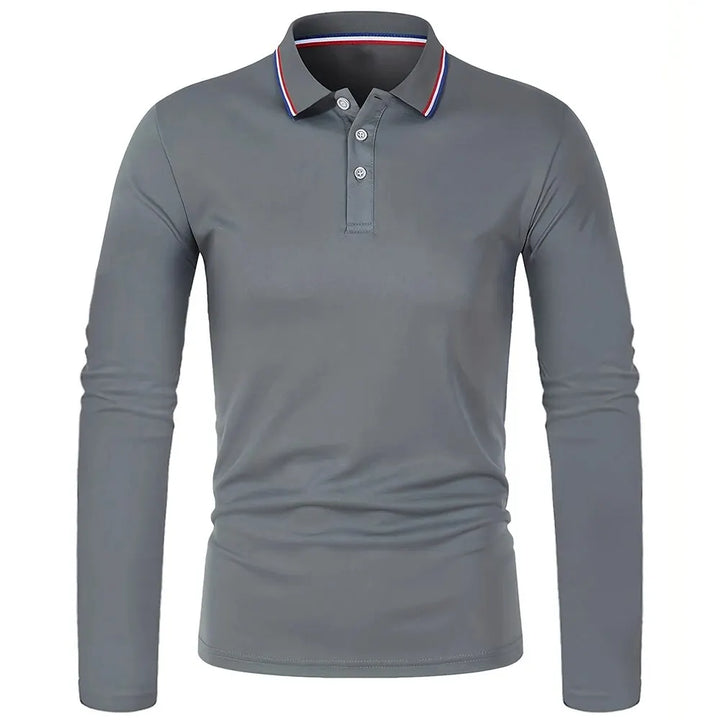 Polo à manches longues pour hommes avec patte de boutonnage et col contrasté | Aveloire Paris