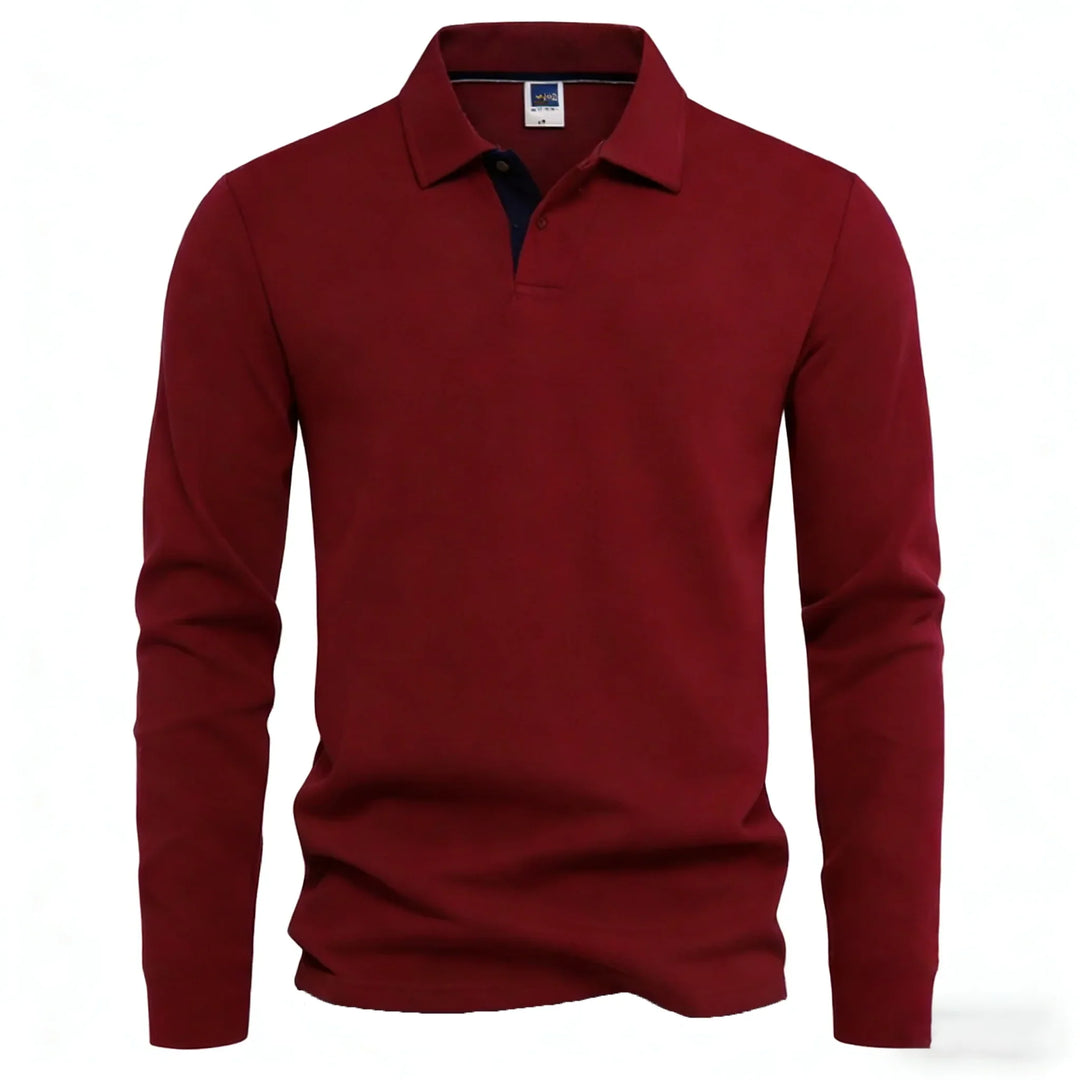 Polo à manches longues pour hommes avec patte de boutonnage et détails contrastés | Aveloire Paris