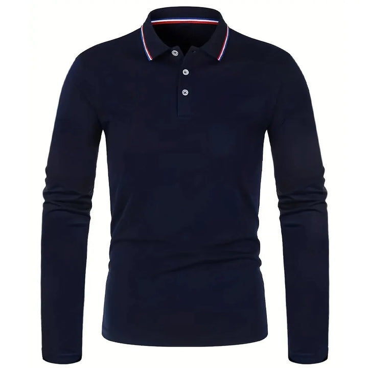 Polo à manches longues pour hommes avec patte de boutonnage et col contrasté | Aveloire Paris