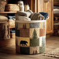 Nuala™ | Panier à linge matelassé patchwork forestier