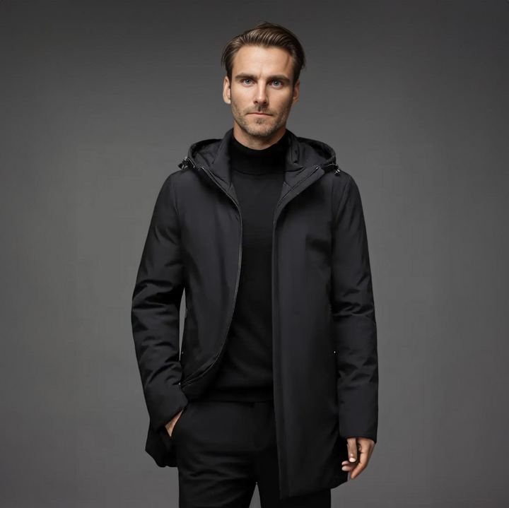 Herre Vandafvisende Hættejakke til Vinter, Slim Fit