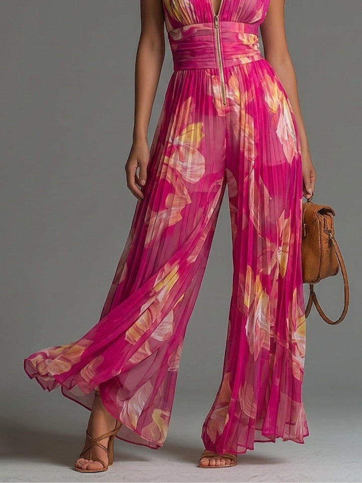 Combinaison Zsófia | Combinaison en Chiffon Plissé Rose