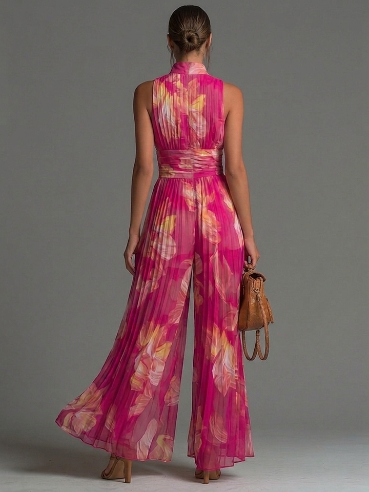 Combinaison Zsófia | Combinaison en Chiffon Plissé Rose