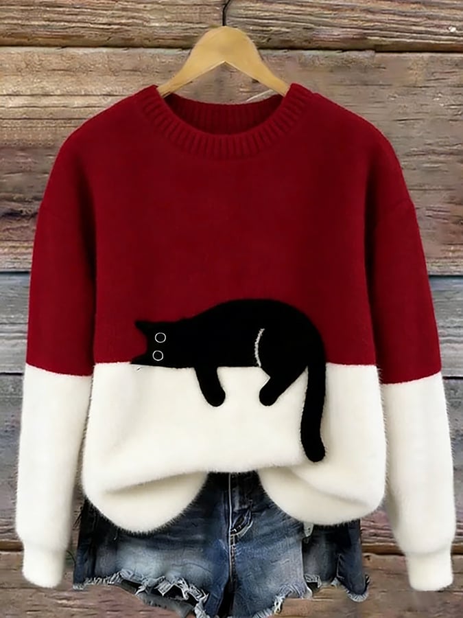Belinda - Pull oversize avec motif de chat