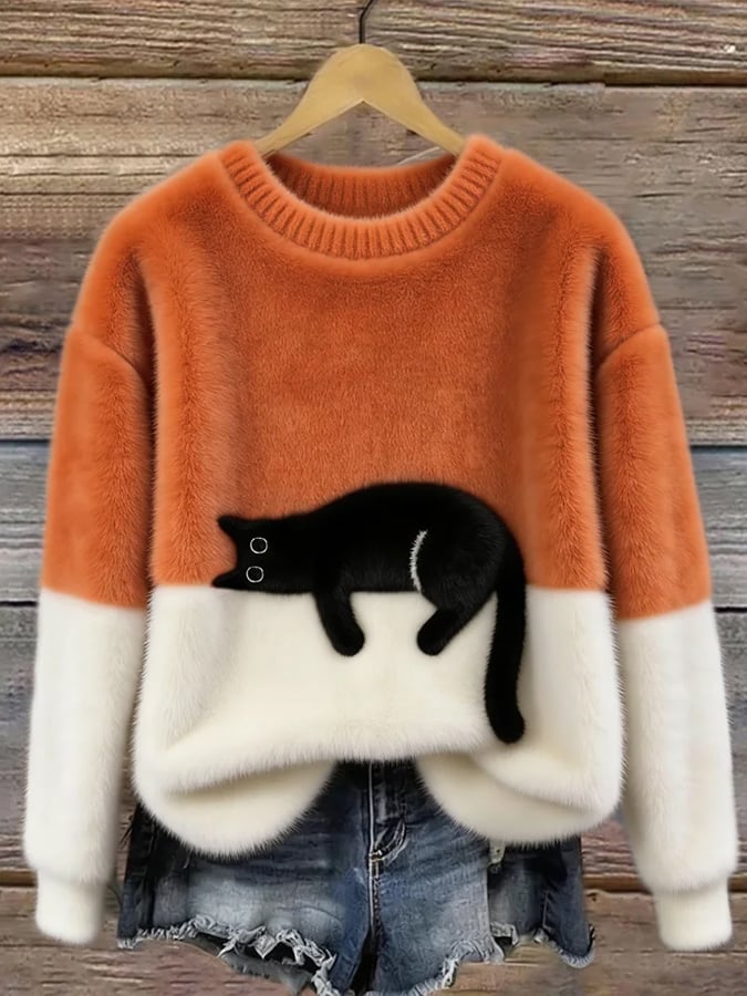 Belinda - Pull oversize avec motif de chat