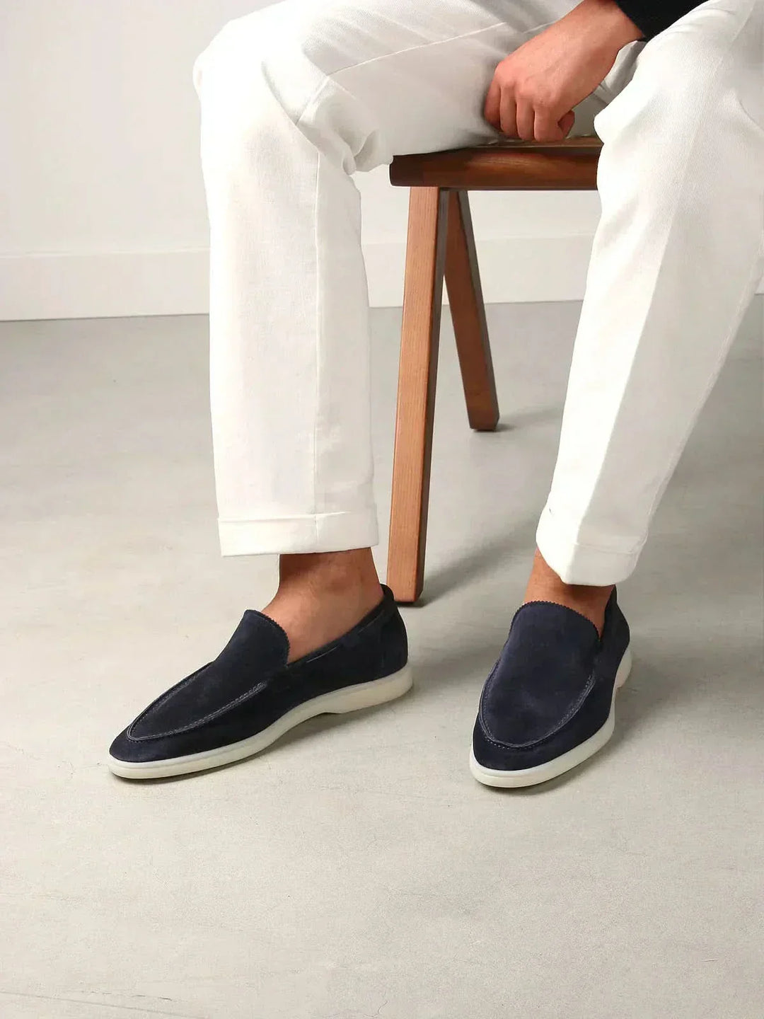 Mocassin Classique en Suède Bleu Marine