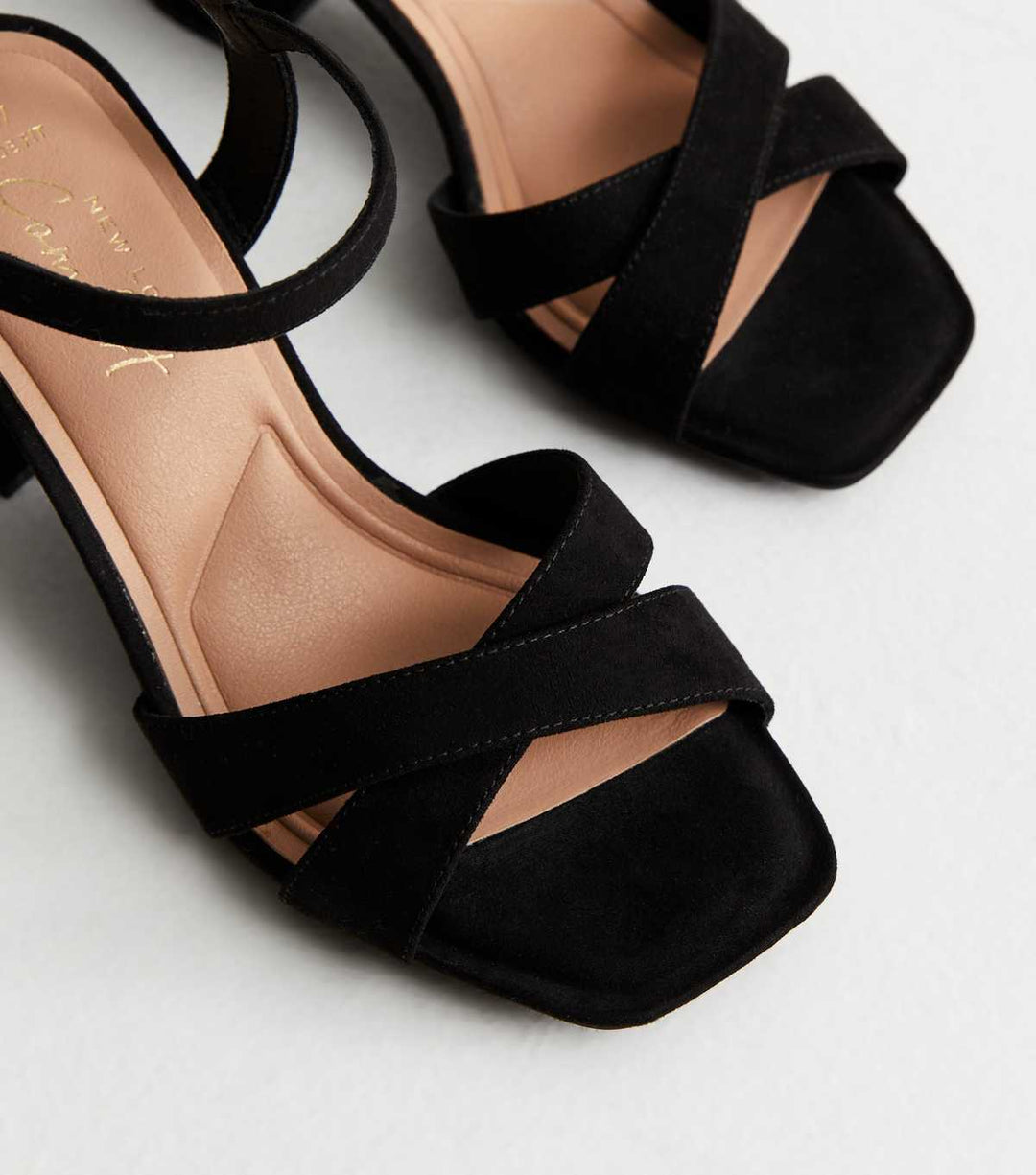 Sandales à talons carrés en velours noir, 2 pièces | New Look